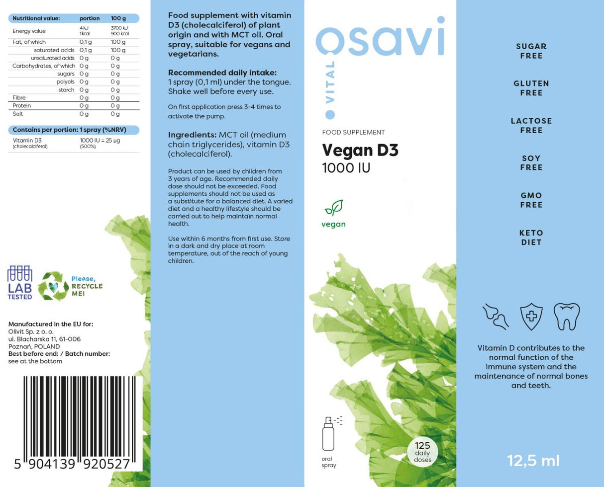 Vegan D3 1000 UI | Spray oral - 12,5 ml