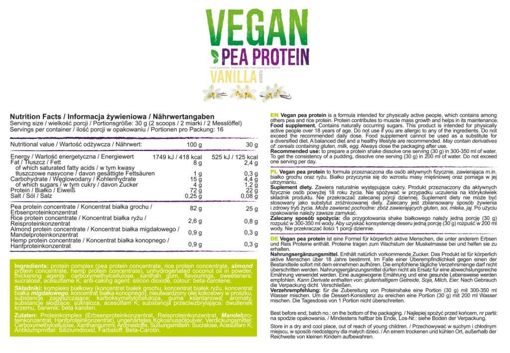 Proteine ​​vegane din mazăre - 500 de grame