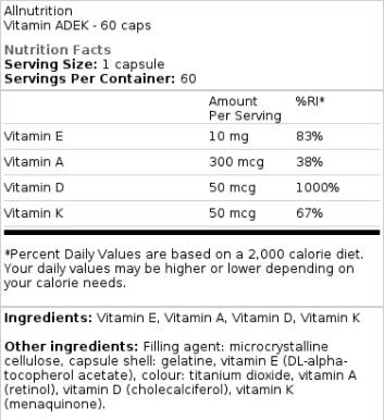 Vitamina ADEK / Vitamina A, D, E, K 60 capsule