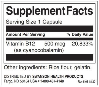 Vitamina B-12 500 mcg - 250 capsule