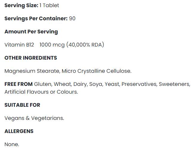 Vitamina B12 1000 mcg - 90 tablete