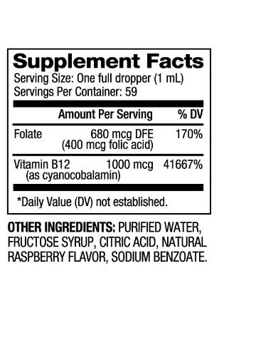 Vitamina B12 si picaturi de acid folic 1000 mcg / 60 ml