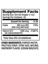 Vitamina B12 si picaturi de acid folic 1000 mcg / 60 ml