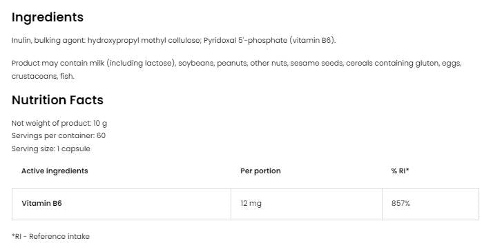 Vitamina B6 | P-5-P 12 mg 60 capsule