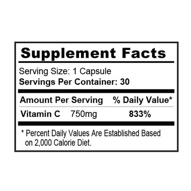 Vitamina C 750 mg / Suport sistem imunitar - 30 capsule