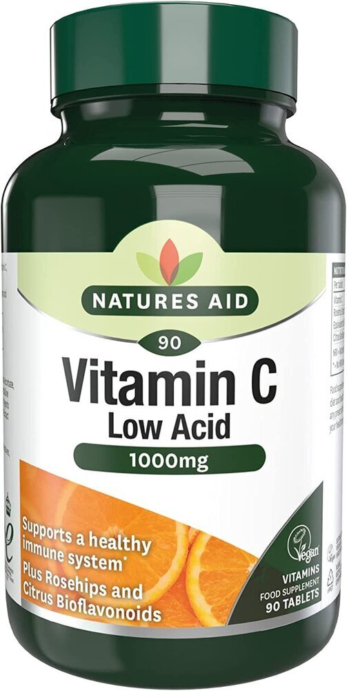Vitamina C cu aciditate scăzută (Vitamina C Low Acid) 1000mg 90 tablete NaturesAid