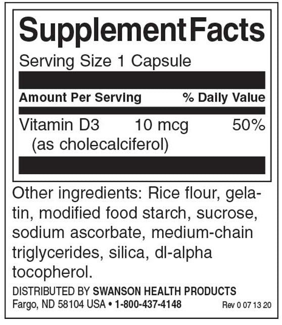 Vitamina D-3 400 UI - 250 capsule