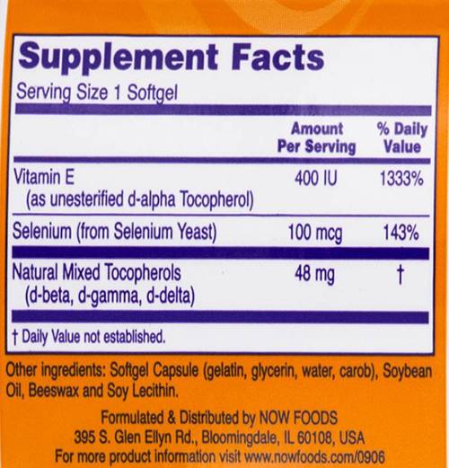 Vitamina E-400 + Seleniu - 100 capsule de gel