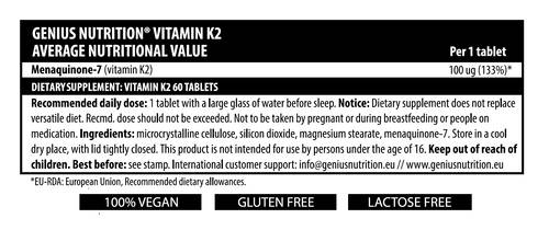 Vitamina K2 100 mcg - 60 tablete