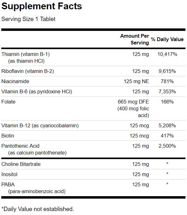 Complex de vitamina B-125 - Potenta mare 250 capsule