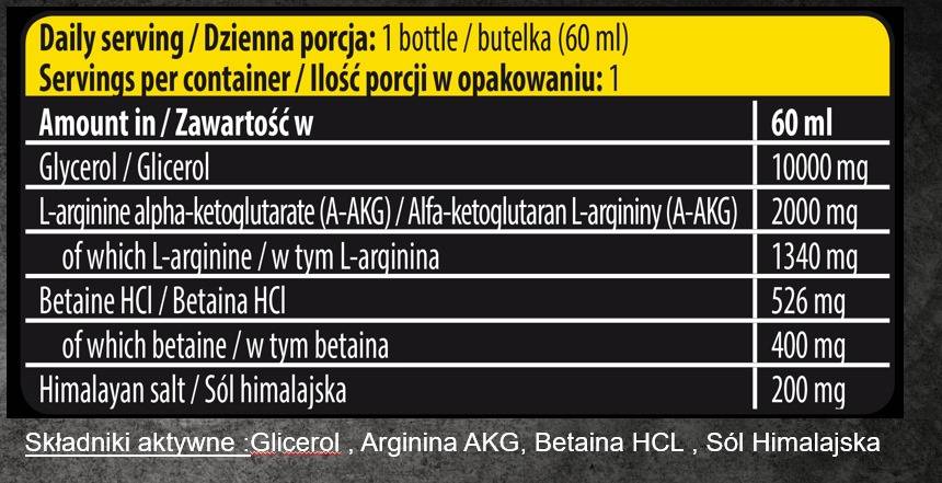 Anabolic pe scenă Pump Shot | Glicerol fără stimulente și Mega Pompă AAKG - 60 ml
