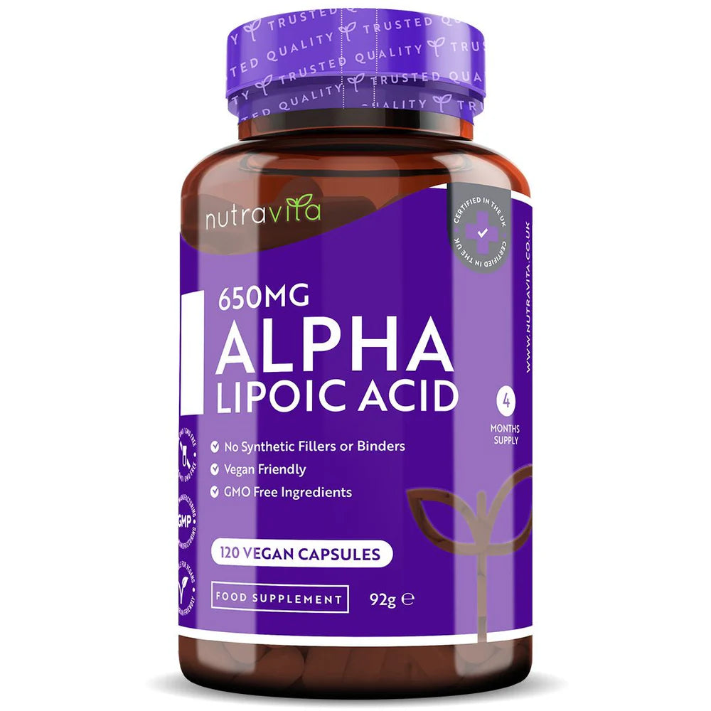 Acid alfa lipoic 650 mg / 120 capsule, 120 doze / Nutravita