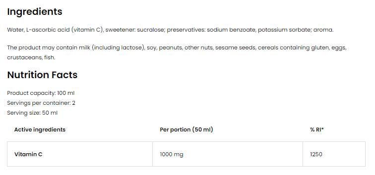 Vitamina C 2000 Shot - 100 ml