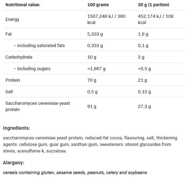 Proteine ​​de drojdie - Proteine ​​vegane - 500 de grame