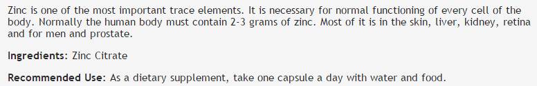 Citrat de zinc 30 mg - 100 capsule