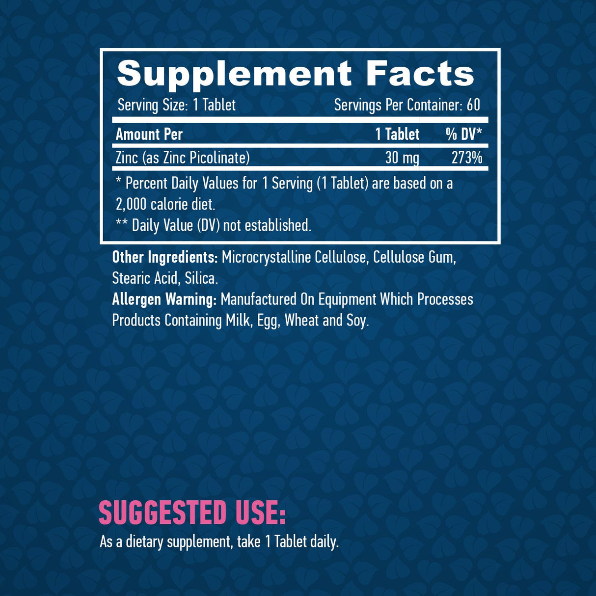 Picolinat de zinc 30 mg. / 60 de file.