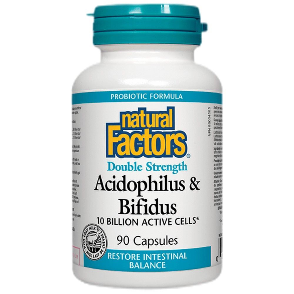 Acidophilus și Bifidus dublă rezistență | 10 miliarde de celule active - 90 de capsule