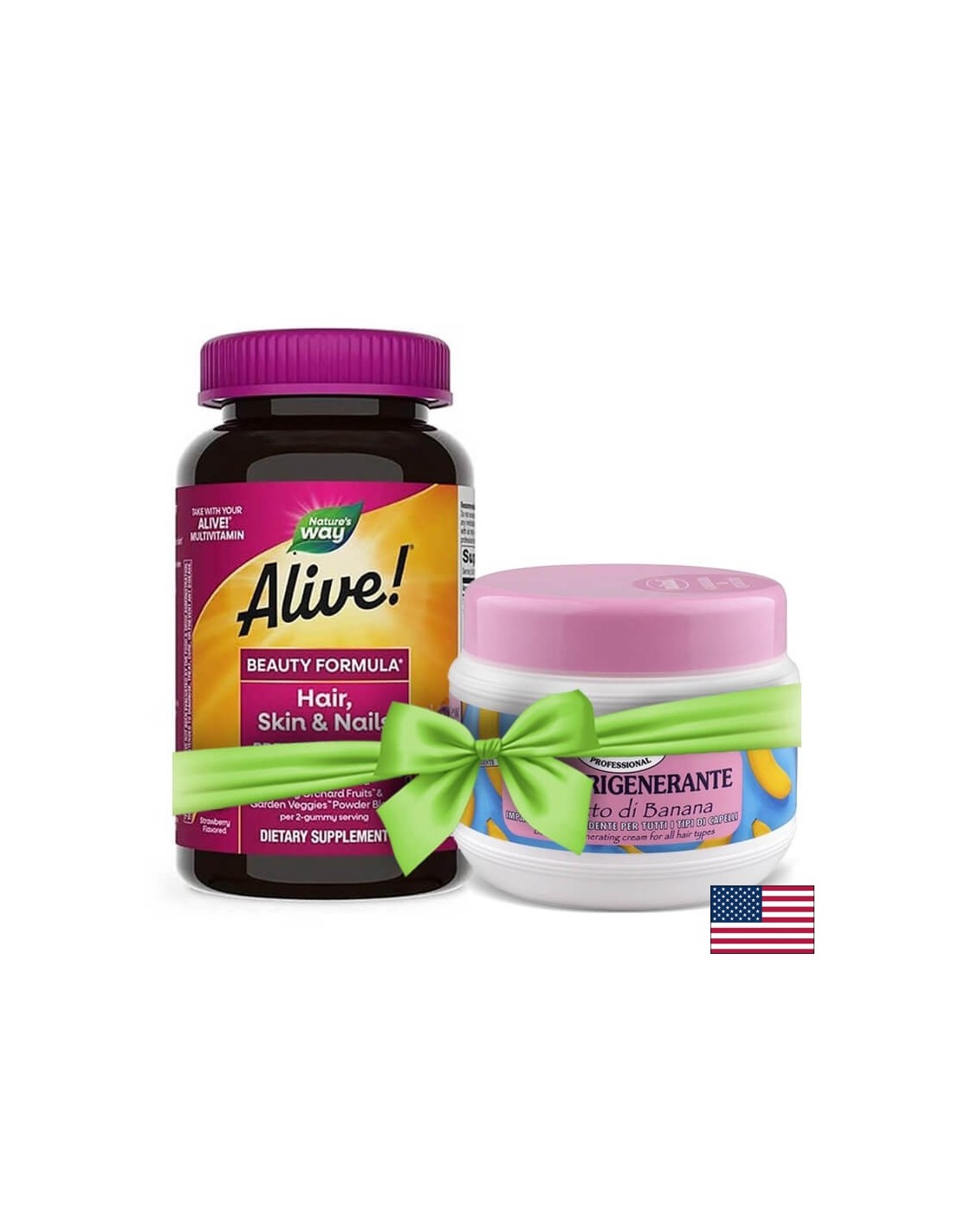 În viaţă! Păr, piele și unghii Multivitamin Gummy Premium Formula / Alive! Păr, piele și unghii - Formula premium, 60 tablete de gel Nature's Way