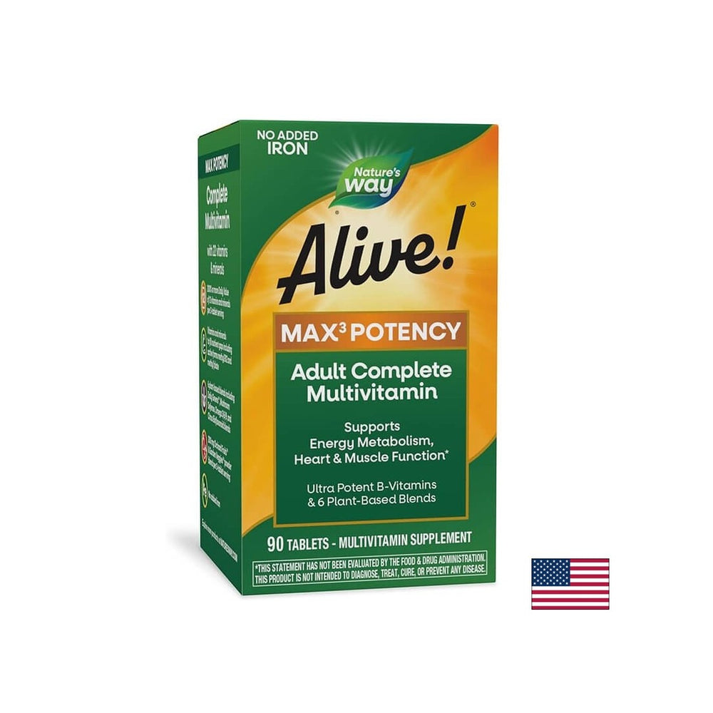 Alive!® Max6 Max Potency Multivitamin (fără fier) ​​Alive! / Multivitamine putere maxima (fara adaos de fier), 90 capsule Nature's Way