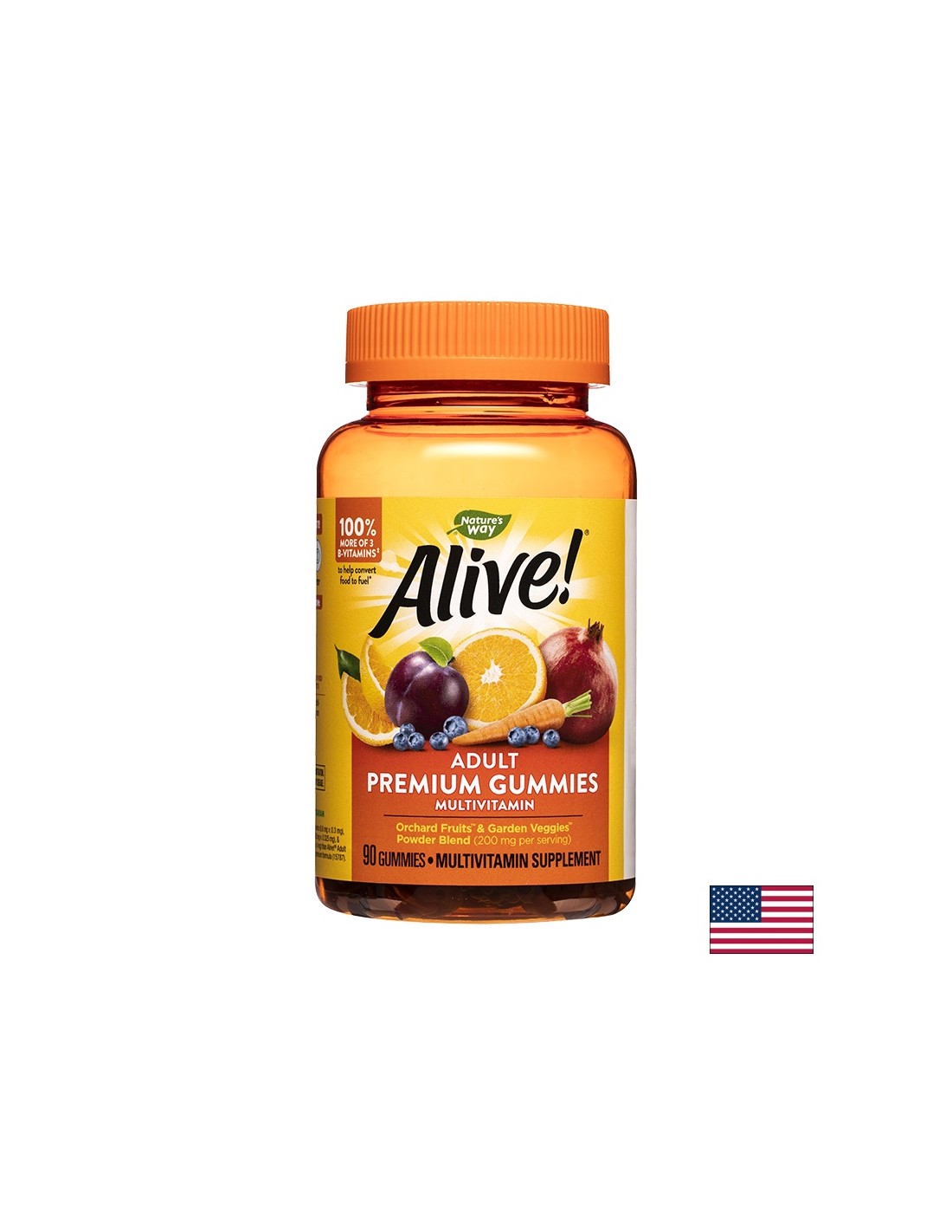 În viaţă! Gummies Premium Adult Multivitamin / Alive! Multivitamine premium pentru adulți Nature's Way, 90 de capsule moi