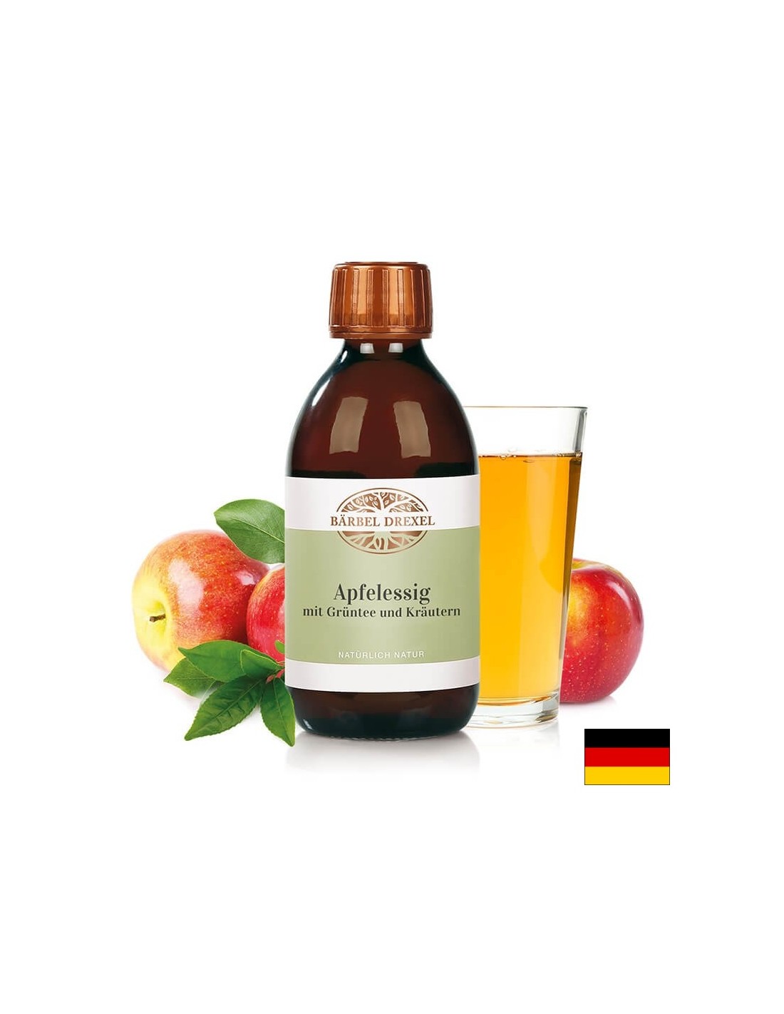Apfelessig mit Grüntee und Kräutern / Oțet de mere + ceai verde și ierburi, 250 ml. Bärbel Drexel