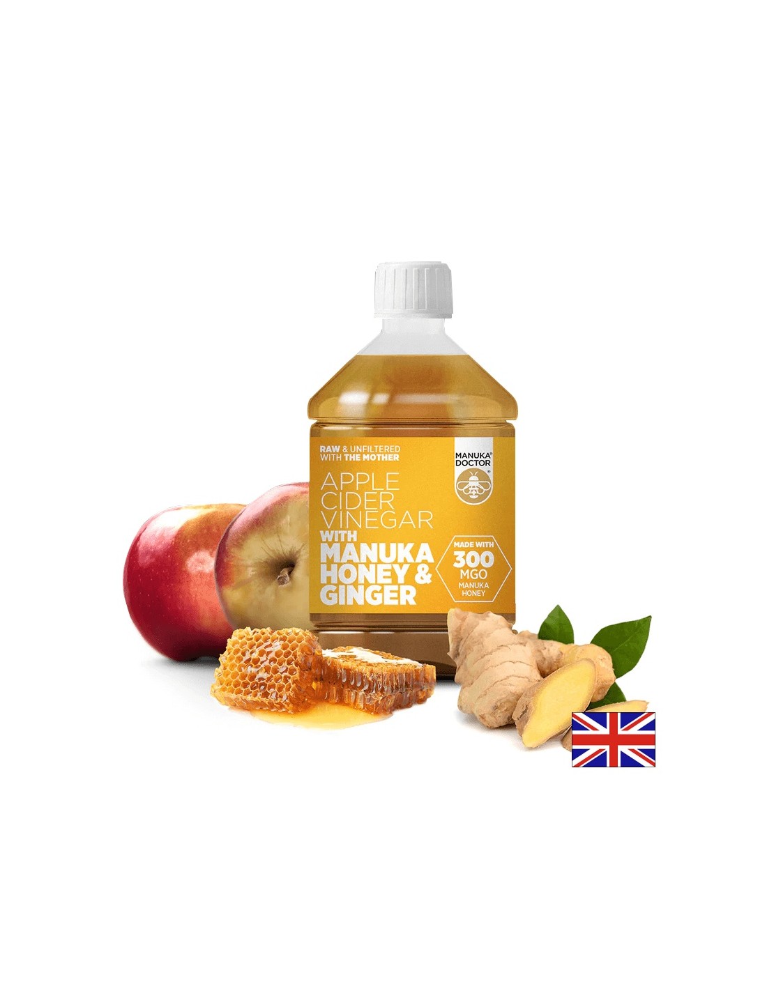 Otet de mere + miere de manuka si ghimbir - Otet de mere cu miere de manuka si ghimbir (300 MGO), 500 ml