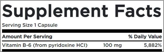 Vitamina B6 100 mg / Piridoxina - 100 capsule