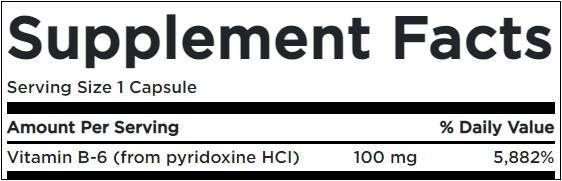 Vitamina B6 100 mg / Piridoxina - 250 capsule