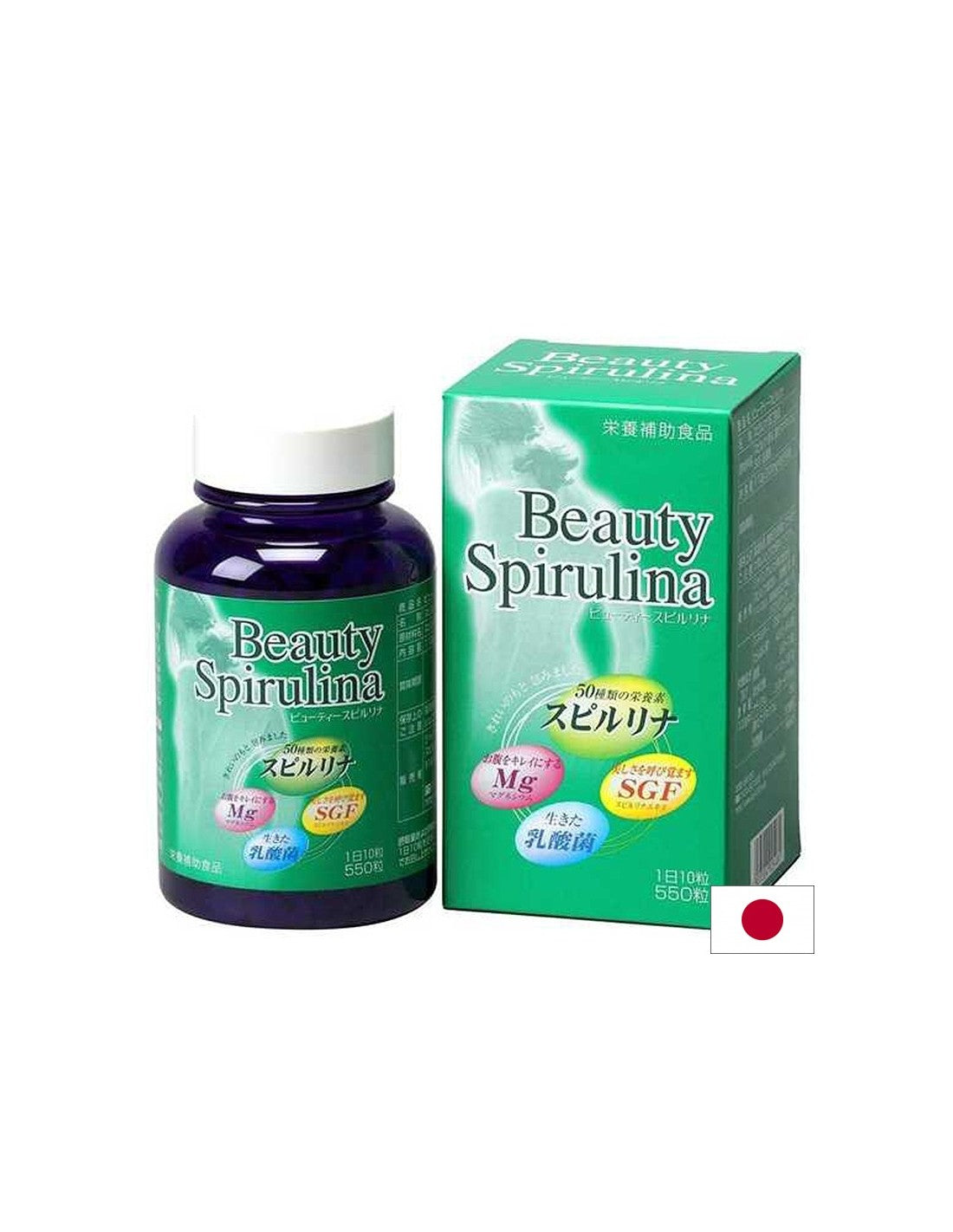 Spirulină japoneză + bacterii lactice și magneziu - Spirulina de frumusețe, 550 de comprimate