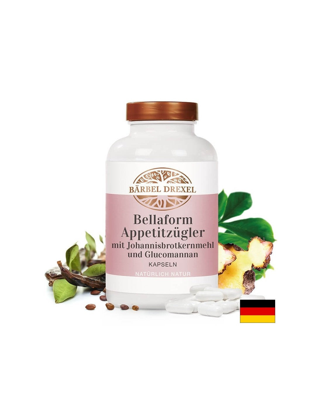 Bellaform Appetitzügler mit Johannisbrotkernmehl und Glucomannan/ Glucomannan cu roscove, 180 capsule Bärbel Drexel