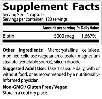 BEST Biotin 5000 mcg - 120 capsule