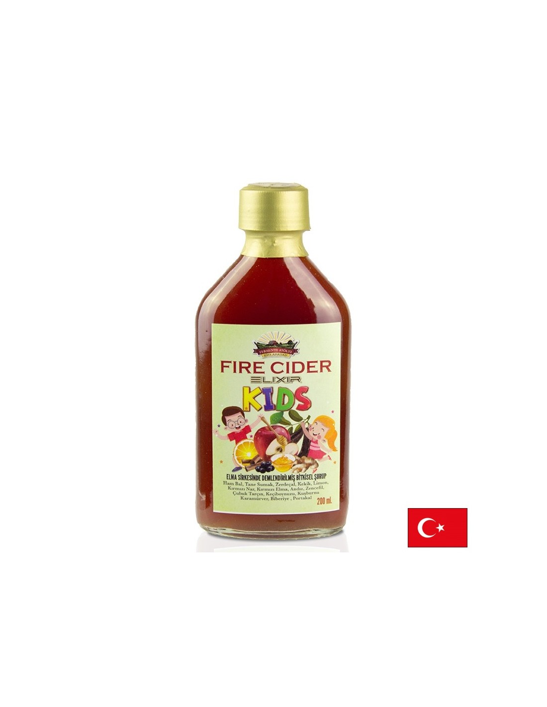Elixir pentru întărirea imunității pentru copii – oțet de mere cu miere și ierburi, 200 ml