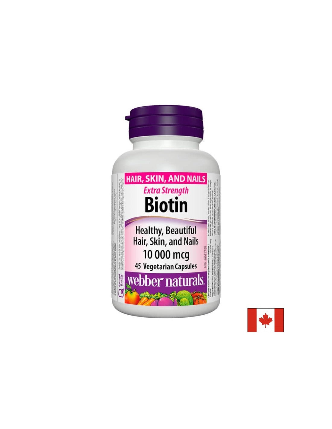 Biotina Extra Putere / Biotina Extra Putere, 10000 mcg, 45 capsule Webber Naturals