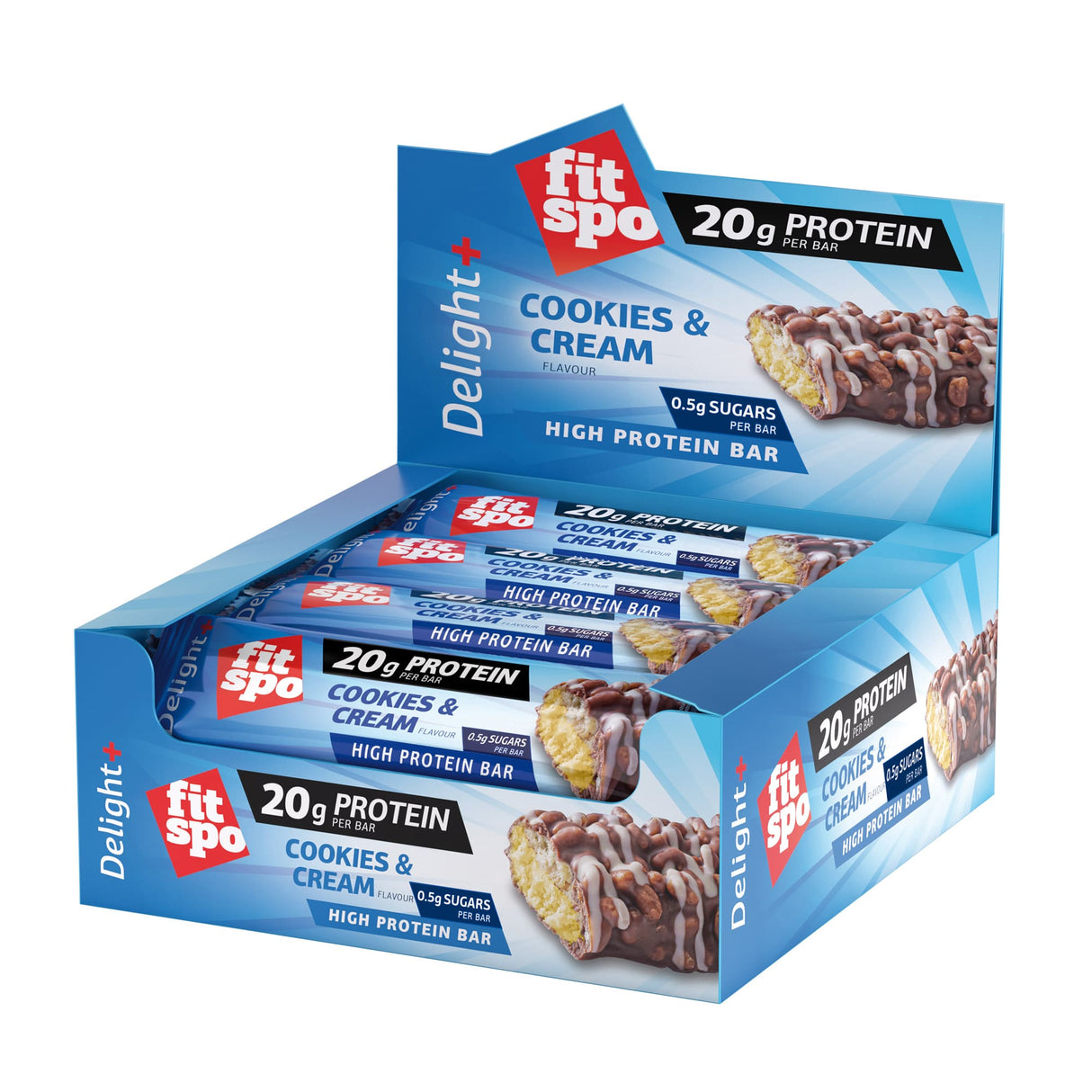 Delight+ Protein Bar Cookies and Cream - 12 x 60 grame