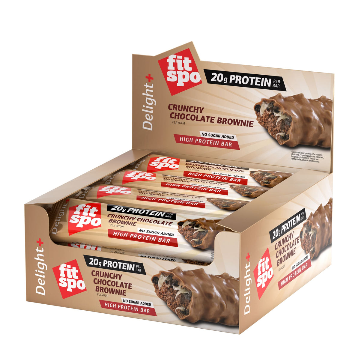 Delight+ Crunchy Protein Bar Brownie de ciocolată - 12 x 60 grame