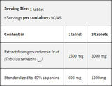 Tribulus Terrestris 1500 / Putere maximă 90 tablete