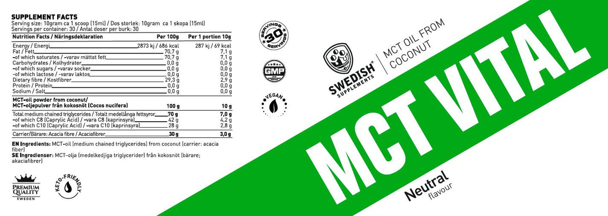 MCT Vital Powder / din ulei de cocos - 300 grame