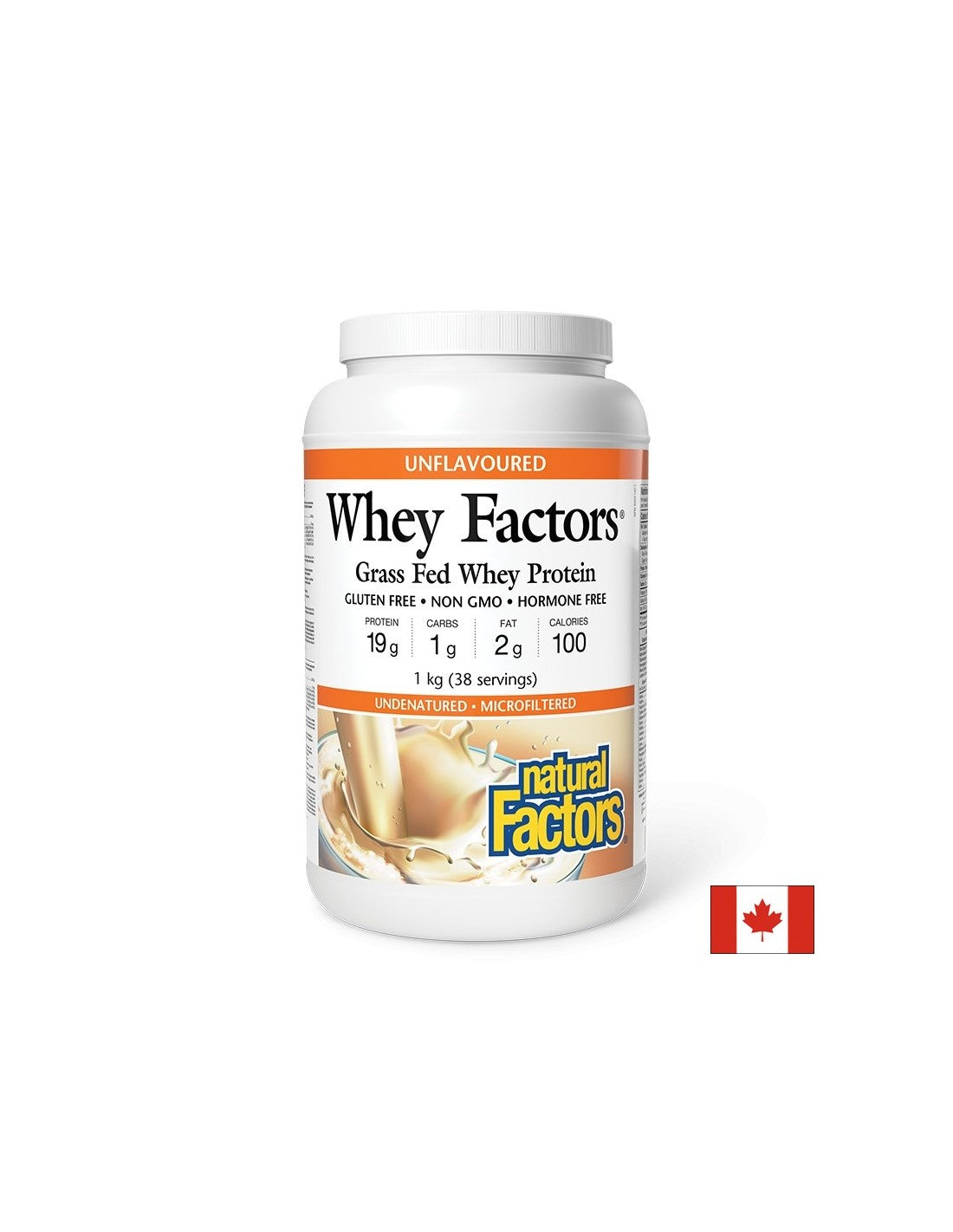 Whey Factors® Pure Whey Protein - Fără aromă, pentru mușchi și recuperare, 1 kg pudră