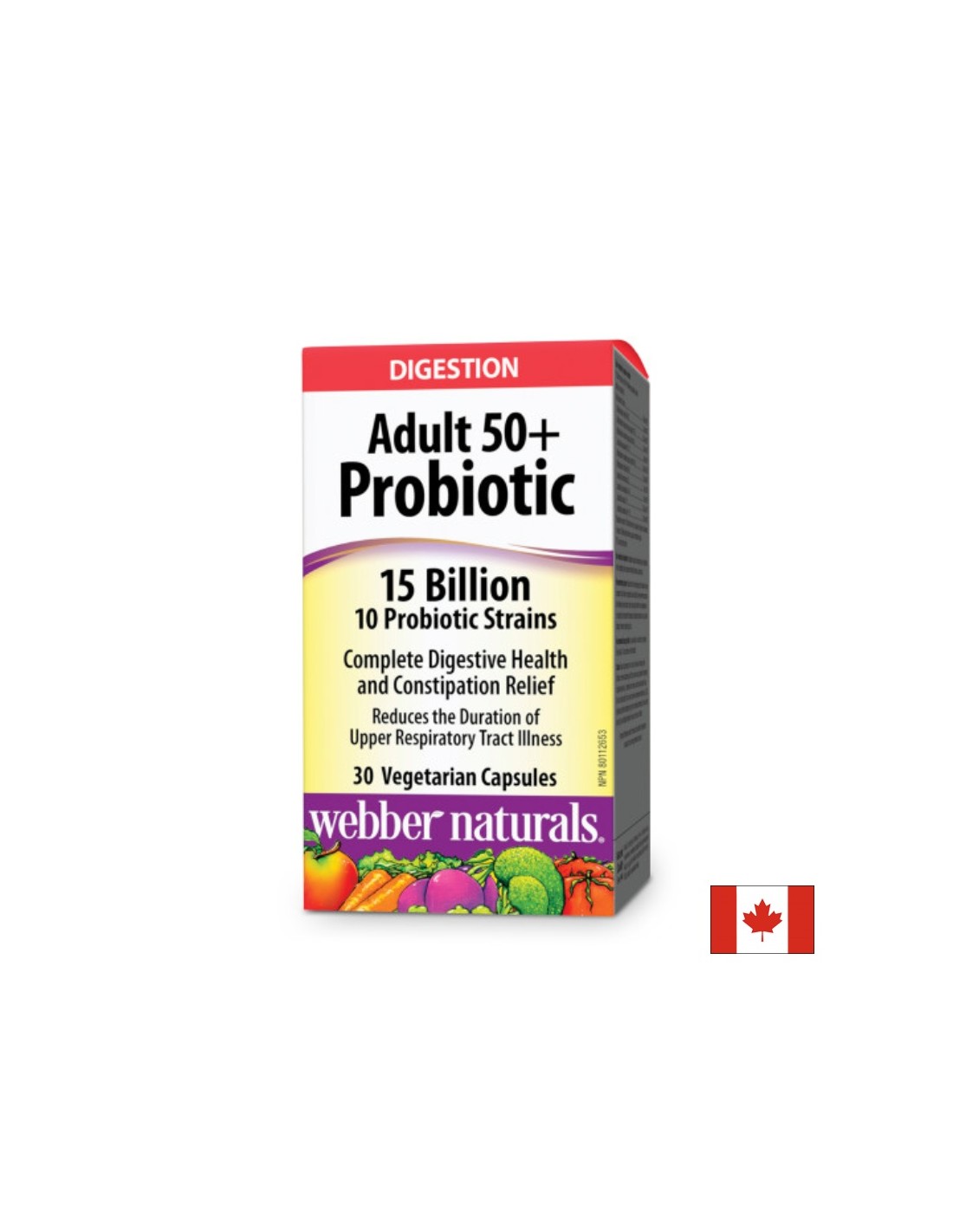 Echilibru intestinal și digestie bună - Probiotic pentru adulți peste 50 de ani, 15 miliarde de probiotice active, 10 tulpini, 30 de capsule