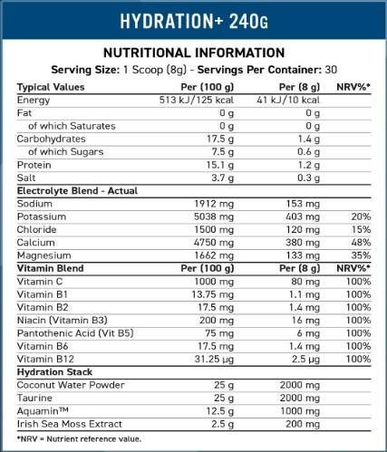 Hidratare+ | Pulbere de electroliți și vitamine - 240 de grame