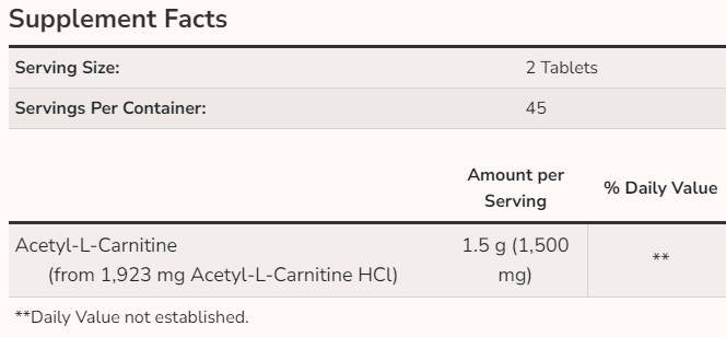 Acetil L-Carnitină 750 mg - 90 tablete