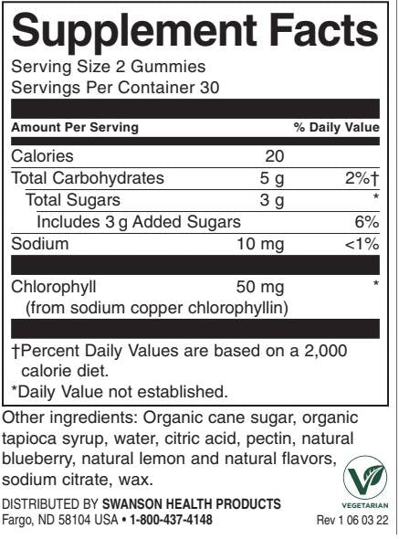 Gumii de detoxifiere cu clorofilă | Afine - 60 de tablete masticabile