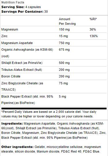 Suport de testare | cu Ashwagandha &amp; Shilajit - 120 capsule
