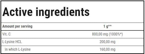 Vitamina C + L-Lizină pulbere - 300 grame