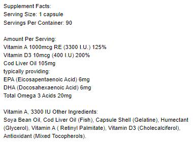 Vitamina A 3300 UI - 90 capsule de gel