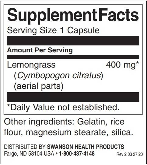 Lemongrass cu spectru complet - 60 de capsule