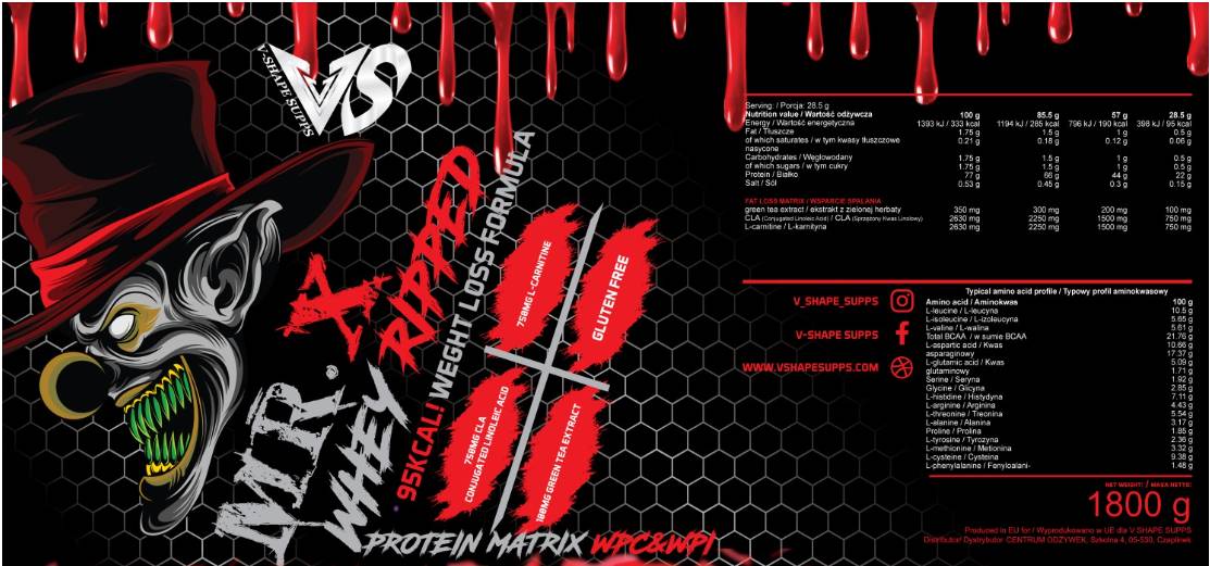 Mr. X Whey Ripped | Formula de slabit 1800 grame