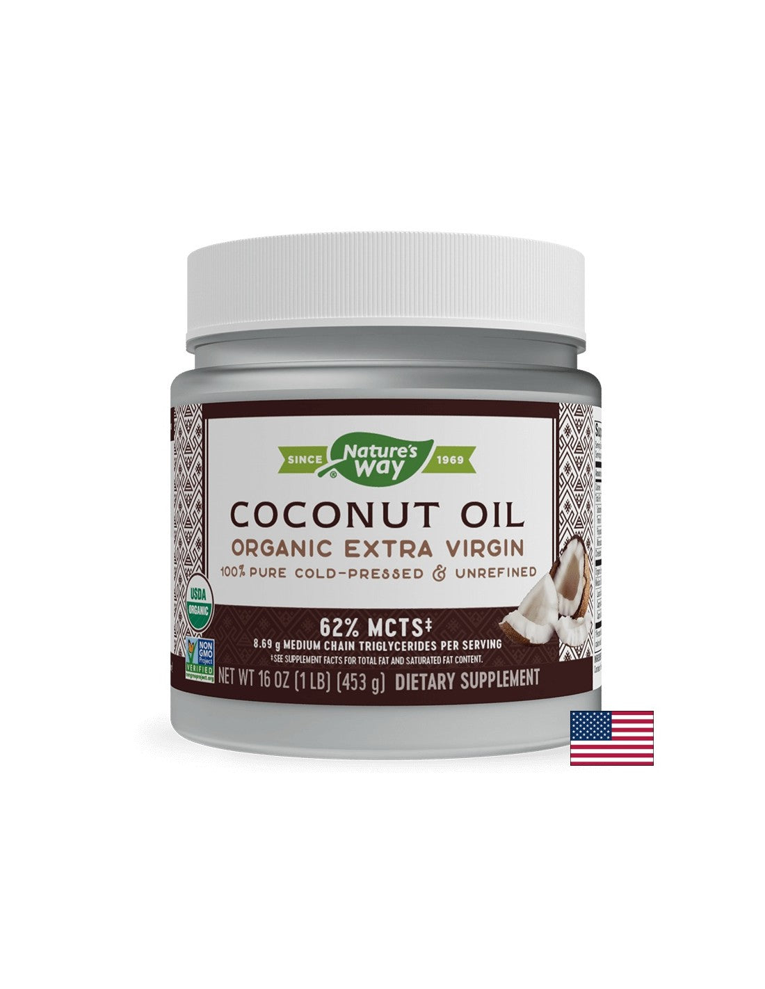 Ulei crud de nucă de cocos organic - 454 grame