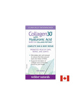 Collagen30® cu acid hialuronic / colagen (peptide bioactive de colagen) cu acid hialuronic, 180 de tablete Webber Naturals