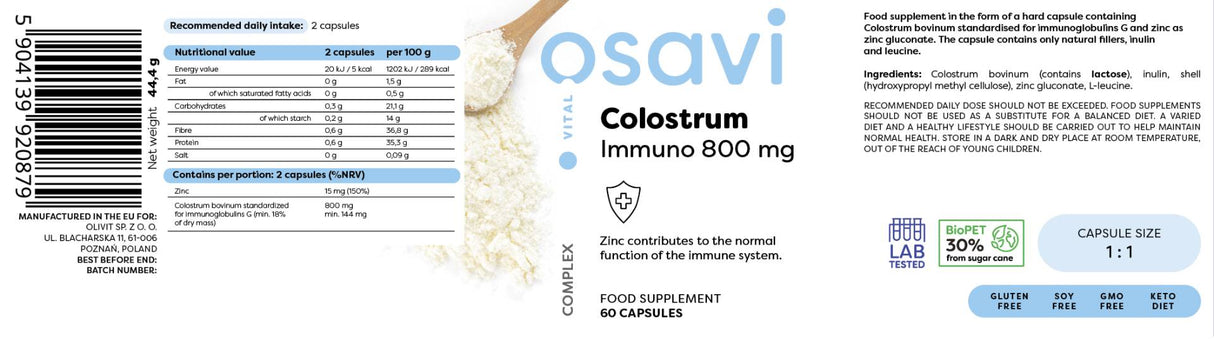 Colostrum Immuno 800 mg - 60 capsule